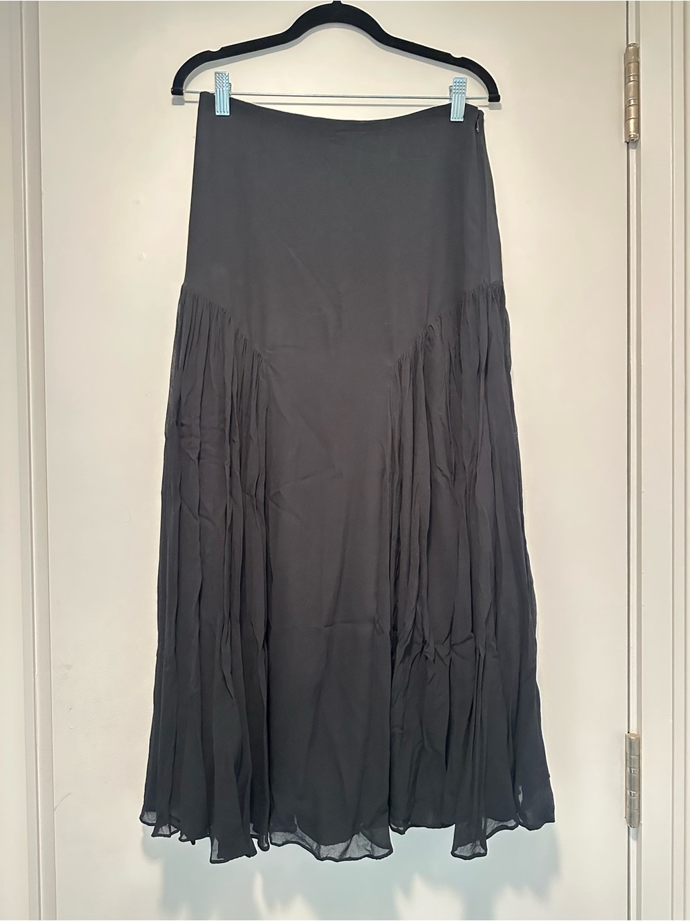 Black J. Crew Maxi Skit with Pleated Detail